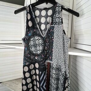 Zanzea Collection Boho Patchwork Print Sleeveless Dress 100% Cotton *See Sz Info